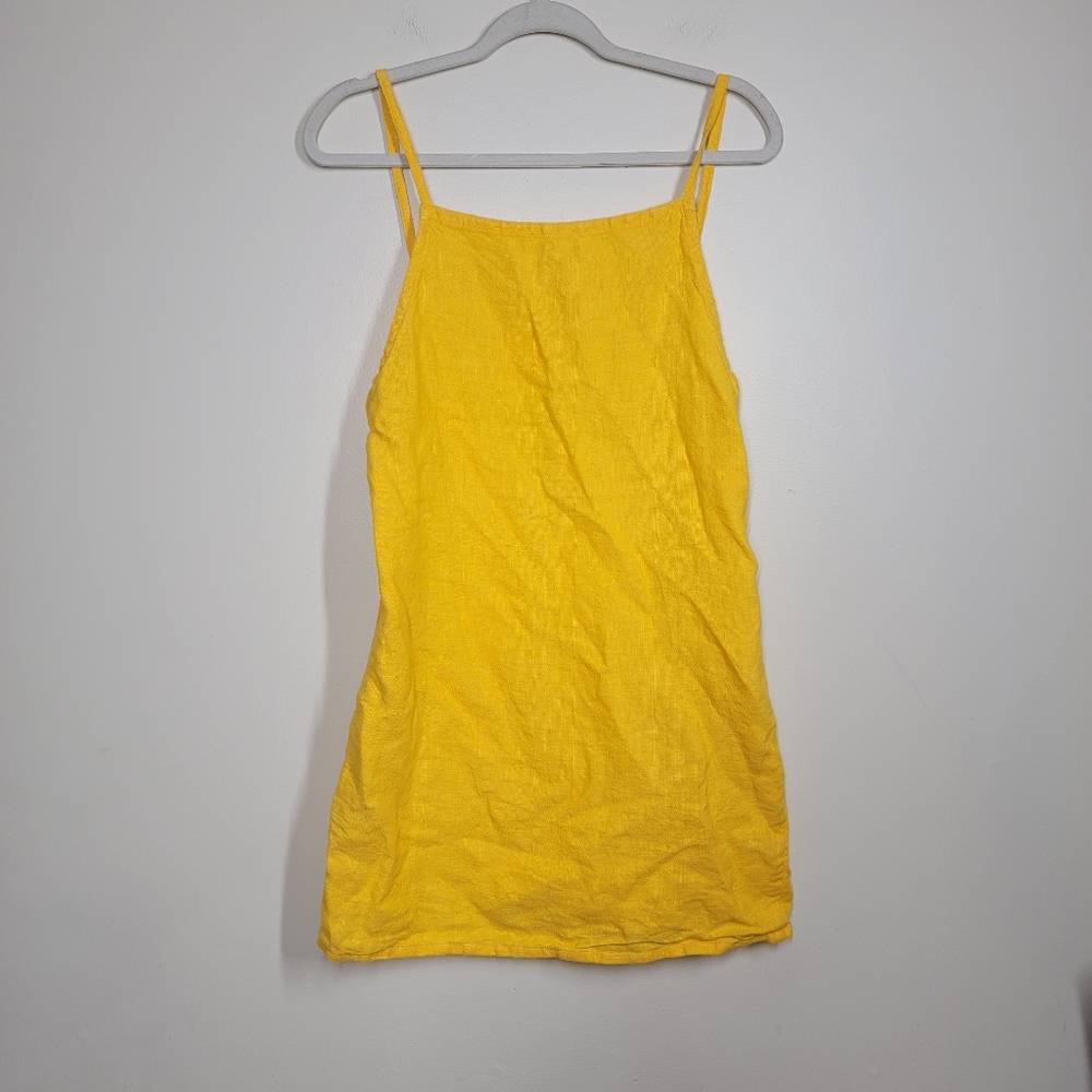 BASK yellow linen dress swimsuit cover up size large